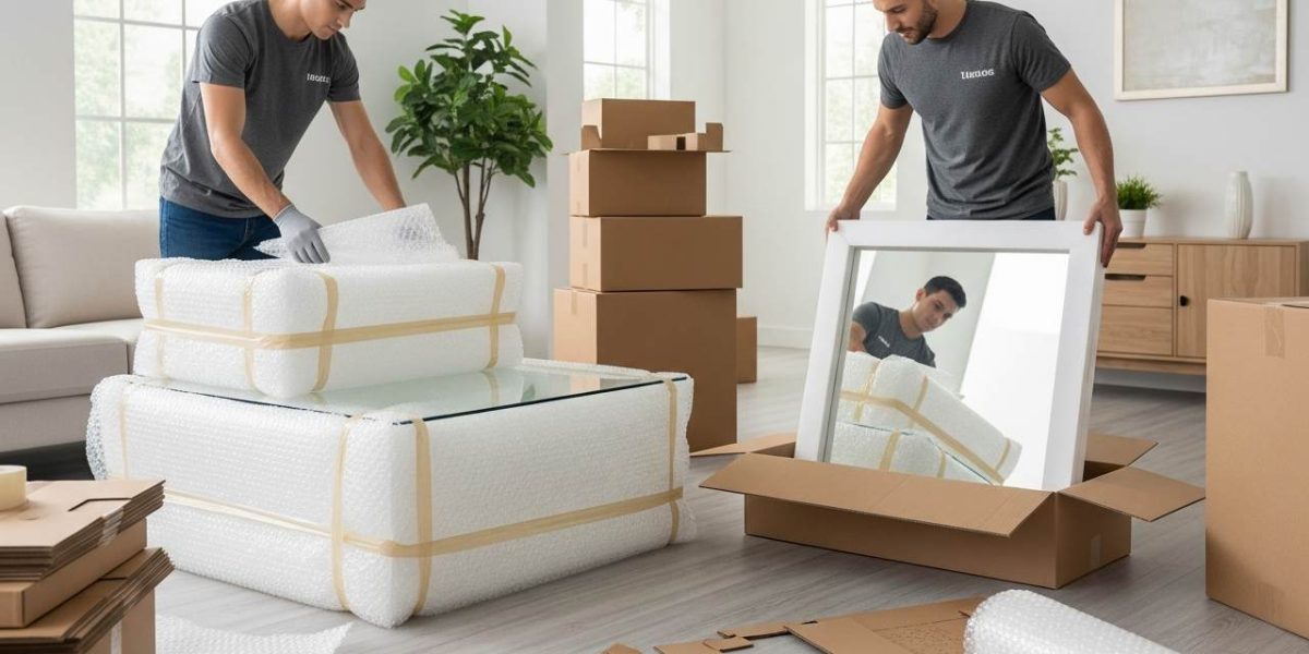 طريقة تغليف المرايات والنجف والتحف بدون كسر